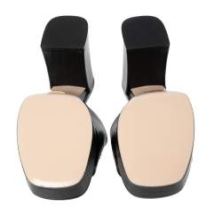 مملوكة مسبقًا Gucci Black Leather Horsebit Platform Slide Sandals Size 38.5