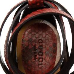 Gucci Red/Black Python Leather Crisscross Ankle-Strap Sandals Size 38