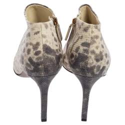 Pre Owned Gucci Grey/Brown Karung Leather Booties Size 38