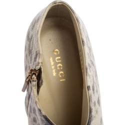 Pre Owned Gucci Grey/Brown Karung Leather Booties Size 38