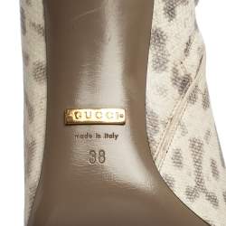 Pre Owned Gucci Grey/Brown Karung Leather Booties Size 38