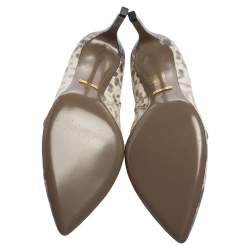 Pre Owned Gucci Grey/Brown Karung Leather Booties Size 38
