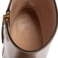 Pre Owned Gucci Brown Leather GG Marmont Fringe Ankle Boots Size 38