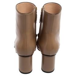 Pre Owned Gucci Brown Leather GG Marmont Fringe Ankle Boots Size 38