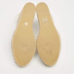 Pre Owned Gucci White Leather GG Marmont Wedge Espadrille  Sandals Size 40
