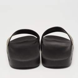 Pre Owned Gucci Beige Not Fake Print GG Supreme Canvas Slide Flat Sandals Size 38