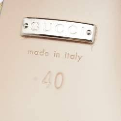 Pre Owned Gucci Yellow/Black Snakeskin Leather Horsebit Block Heel Ankle Strap Sandals Size 40