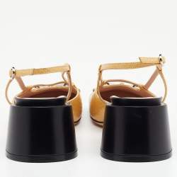 Pre Owned Gucci Yellow/Black Snakeskin Leather Horsebit Block Heel Ankle Strap Sandals Size 40