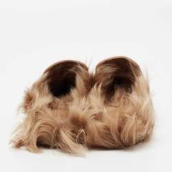 Pre Owned صندل فلات غوتشي برينستاون هورسبيت فرو وجلد كريمي  38.5