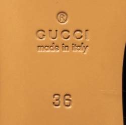 Pre Owned  صندل سلايد غوتشي برينستاون هورسبيت فرو وجلد أحمر مقاس 36