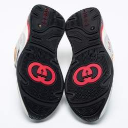 Pre Owned Gucci Silver/Grey Glitter And Leather Ultrapace Low Top Sneakers Size 39