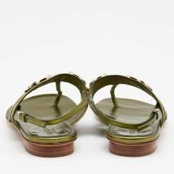 Pre Owned صندل بإصبع غوتشي هورسبيت جلد ميتالك أخضر مقاس 36