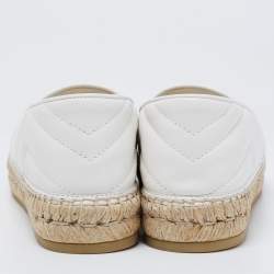 Pre Owned Gucci Off White Leather GG Matelassé Espadrille Flats Size 38.5