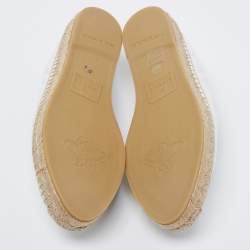 Pre Owned Gucci Off White Leather GG Matelassé Espadrille Flats Size 38.5