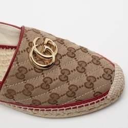 Pre Owned حذاء فلات إسبادريل غوتشي كانفاس ماتيلاس جي جي بني/بيج مقاس 41