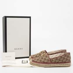 Pre Owned حذاء فلات إسبادريل غوتشي كانفاس ماتيلاس جي جي بني/بيج مقاس 41