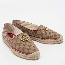 Pre Owned حذاء فلات إسبادريل غوتشي كانفاس ماتيلاس جي جي بني/بيج مقاس 41