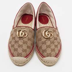 Pre Owned حذاء فلات إسبادريل غوتشي كانفاس ماتيلاس جي جي بني/بيج مقاس 41