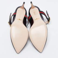 Pre Owned حذاء كعب عالي غوتشي سيلفي ماري جين جلد أسود مقاس 39