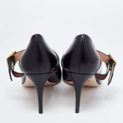 Pre Owned حذاء كعب عالي غوتشي سيلفي ماري جين جلد أسود مقاس 39