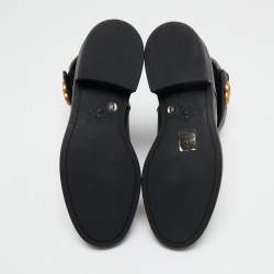 Pre Owned Gucci  Black Leather Double G Ankle Boots Size 38