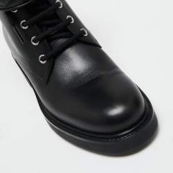 Pre Owned Gucci  Black Leather Double G Ankle Boots Size 38