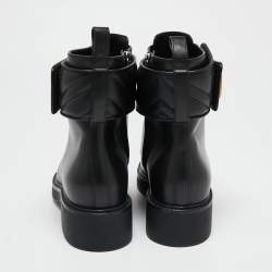 Pre Owned Gucci  Black Leather Double G Ankle Boots Size 38