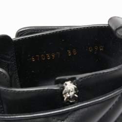 Pre Owned Gucci  Black Leather Double G Ankle Boots Size 38