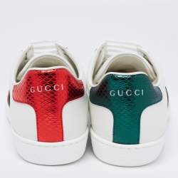 Gucci  White Leather And Python Embossed  Ace  Sneakers Size 38