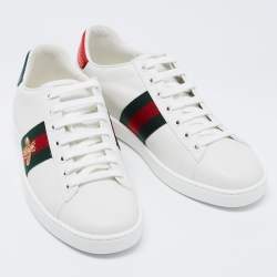 Gucci  White Leather And Python Embossed  Ace  Sneakers Size 38