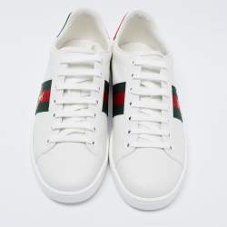 Gucci  White Leather And Python Embossed  Ace  Sneakers Size 38