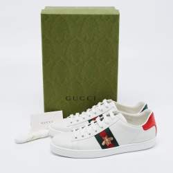 Gucci  White Leather And Python Embossed  Ace  Sneakers Size 38