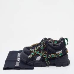 Pre Owned Gucci Black Mesh And Leather Flashtrek Removable Crystals Low Top Sneakers Size 37