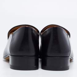 Pre Owned Gucci Black Leather Brixton Horsebit Slip On Loafers Size 37.5