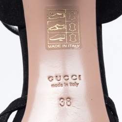 Pre Owned Gucci Black Suede Studded Caged Peep Toe Ankle Strap Sandals Size 38