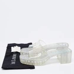 Pre Owned Gucci White PVC Logo Slide Sandals Size 40