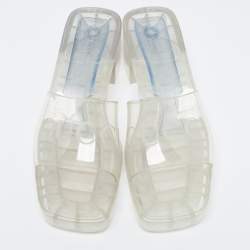 Pre Owned Gucci White PVC Logo Slide Sandals Size 40