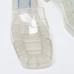 Pre Owned Gucci White PVC Logo Slide Sandals Size 40