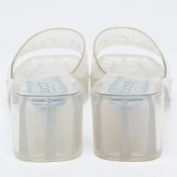 Pre Owned Gucci White PVC Logo Slide Sandals Size 40