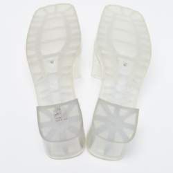 Pre Owned Gucci White PVC Logo Slide Sandals Size 40