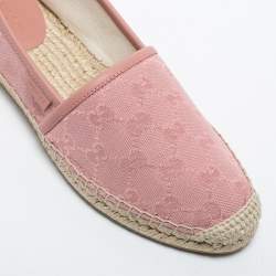 Pre Owned Gucci Pink GG Canvas Espadrilles Flats Size 37
