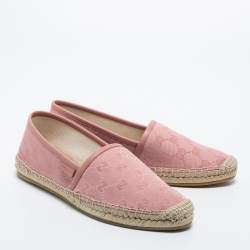 Pre Owned Gucci Pink GG Canvas Espadrilles Flats Size 37