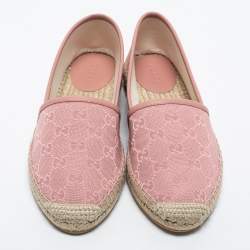 Pre Owned Gucci Pink GG Canvas Espadrilles Flats Size 37
