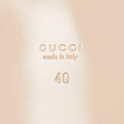 Pre Owned Gucci Black Leather Interlocking G cut out Flat Slides Size 40