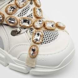 Gucci White Leather And Mesh Flashtrek Chunky Sneakers Size 40