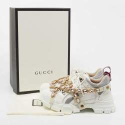 Gucci White Leather And Mesh Flashtrek Chunky Sneakers Size 40