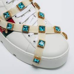 Gucci White Leather Flashtrek Chunky Sneakers Size 40