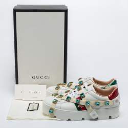 Gucci White Leather Flashtrek Chunky Sneakers Size 40