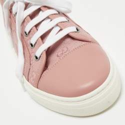 Gucci Pink GG Canvas and Leather Cap Toe Low Top Sneakers Size 37.5
