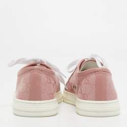 Gucci Pink GG Canvas and Leather Cap Toe Low Top Sneakers Size 37.5